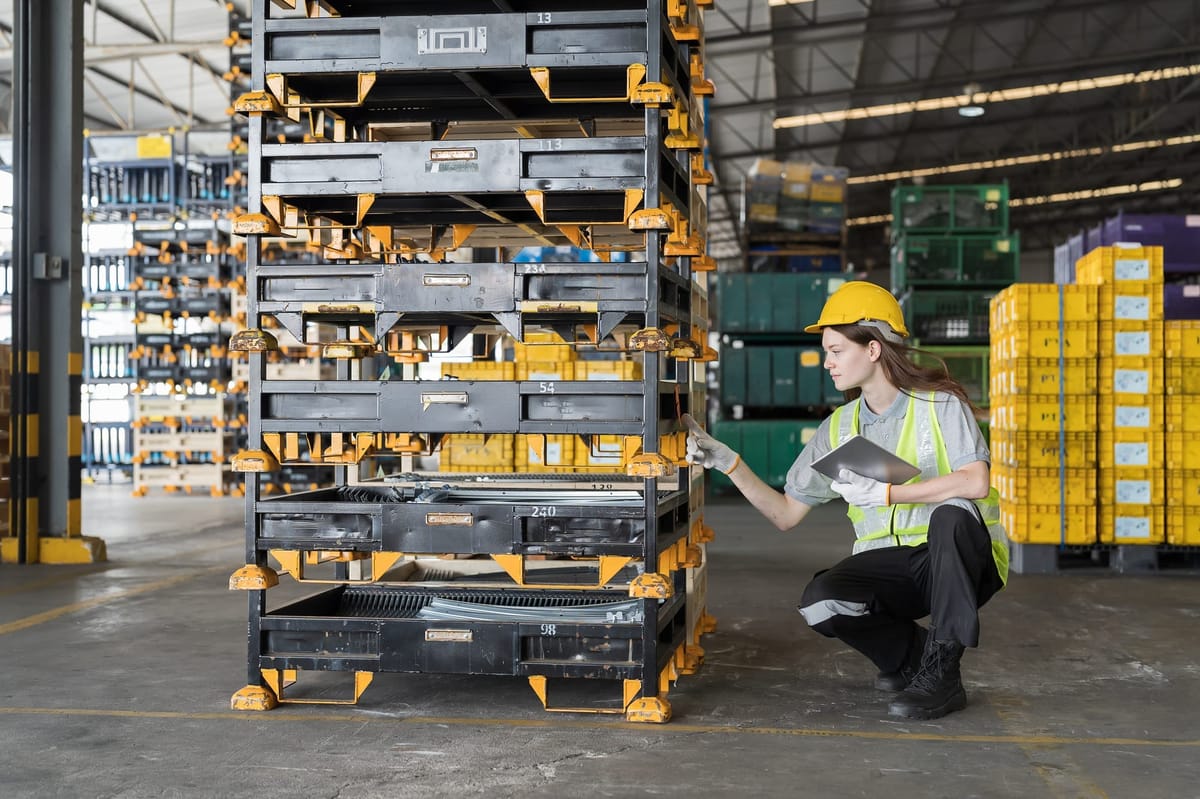 A warehouse manager checking inventory.