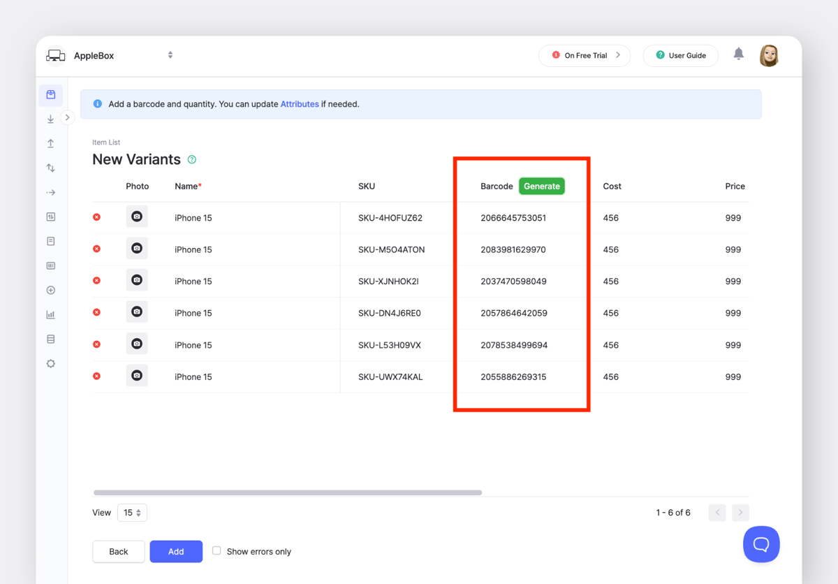 BoxHero Web: Nuevas Item Variants con códigos de barras generados