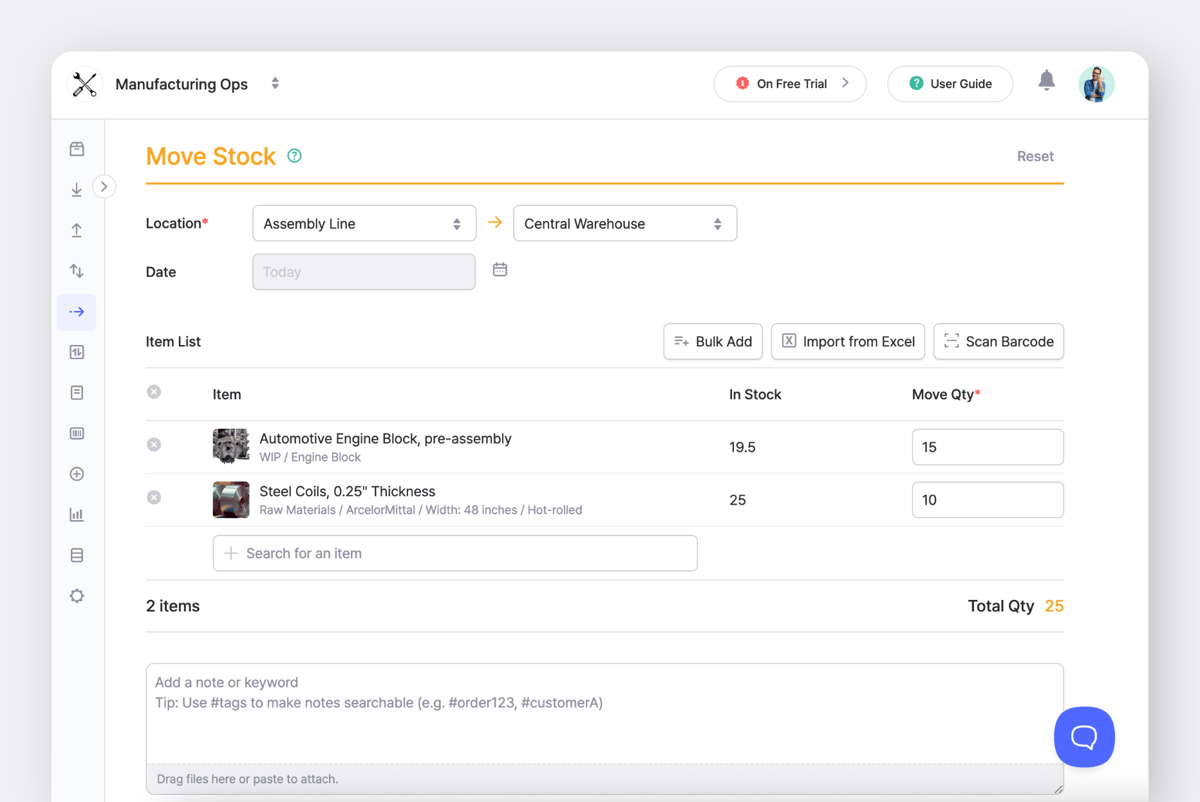 BoxHero Web UI: Move Stock Feature for Items from One Location to Another