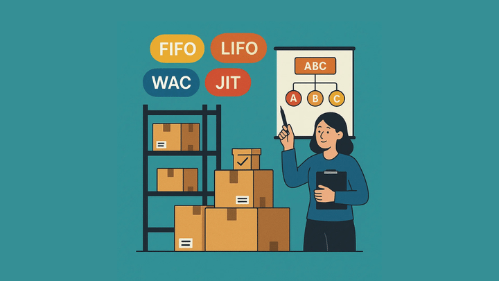 Inventory Control Method Acronyms with Packaged Boxes