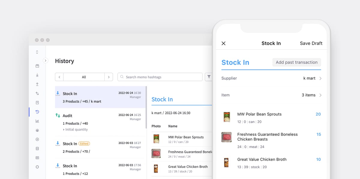 Pantalla de la app web y móvil de BoxHero