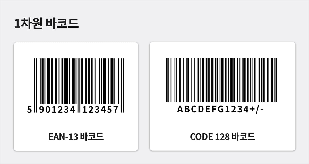 EAN-13 바코드와 CODE 128 바코드