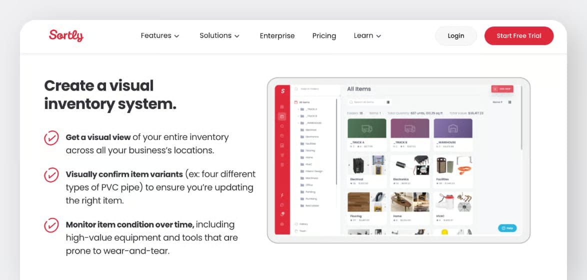Aplikasi inventaris Sortly