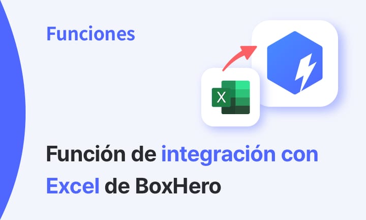 Función de integración de BoxHero con Excel, ilustrada con íconos de ambas plataformas.