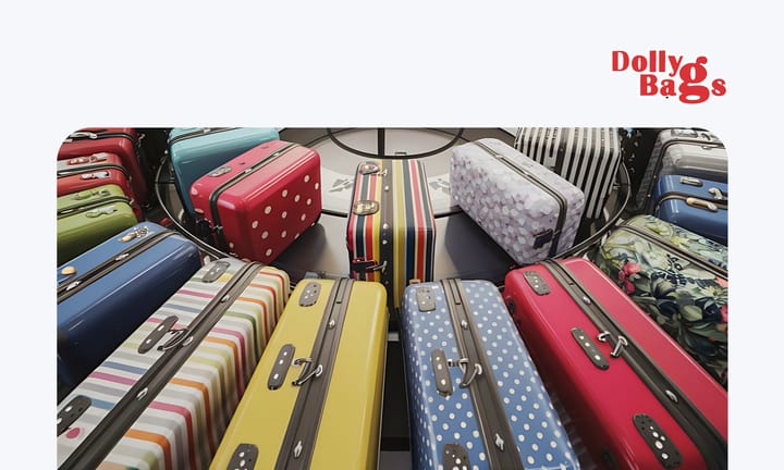 Una colección de maletas en diferentes colores, estilos y tamaños, expuestas juntas.