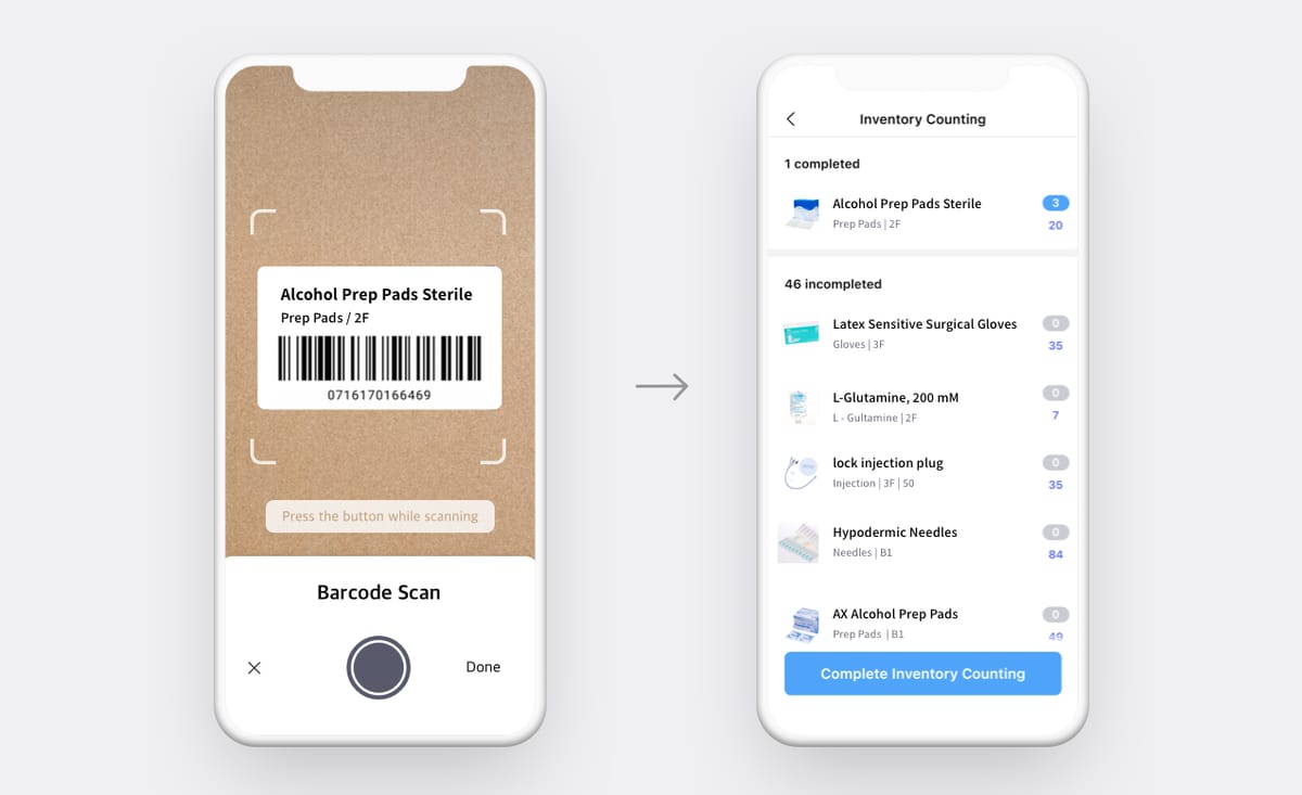 BoxHero mobile app barcode scanning and inventory counting feature