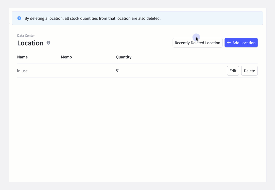 GIF: BoxHero - add location with name and memo fields for inventory tracking