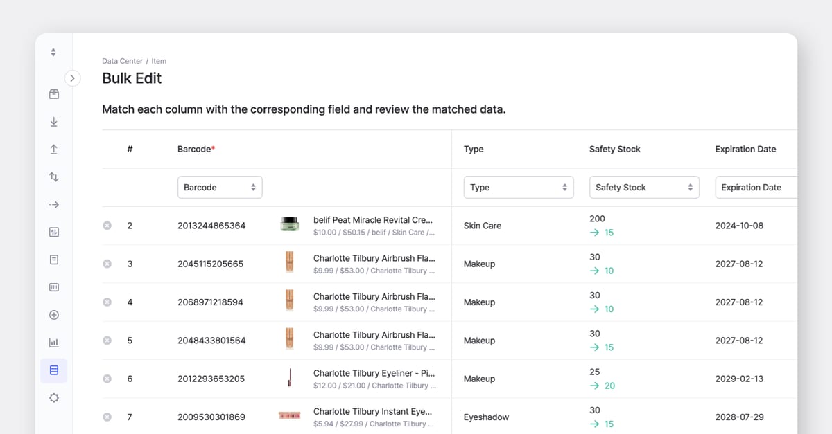 BoxHero Web Screenshot: Bulk Edit with Excel