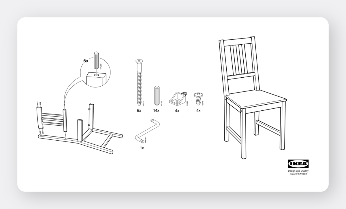 Diagram of Assembly Instructions for IKEA's PINNTORP&nbsp;Chair
