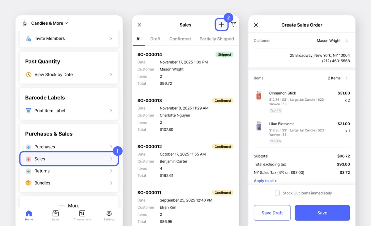 Creating a New Sales Order from BoxHero's Mobile App