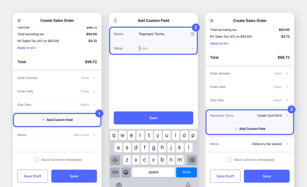 Adding Custom Fields to a Sales Order on BoxHero's Mobile App