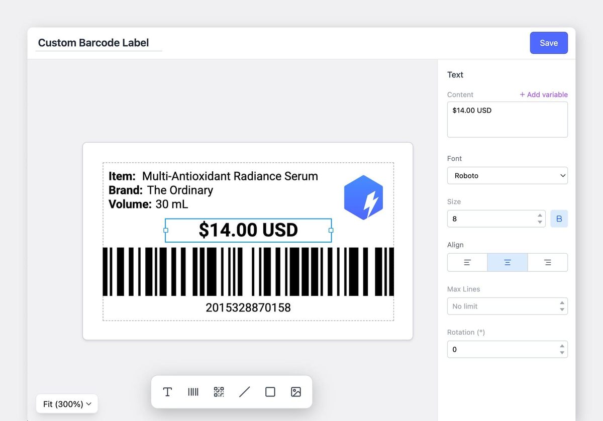 BoxHero Custom Label Designer Sample Label with Logo, Attribute, and Other Details