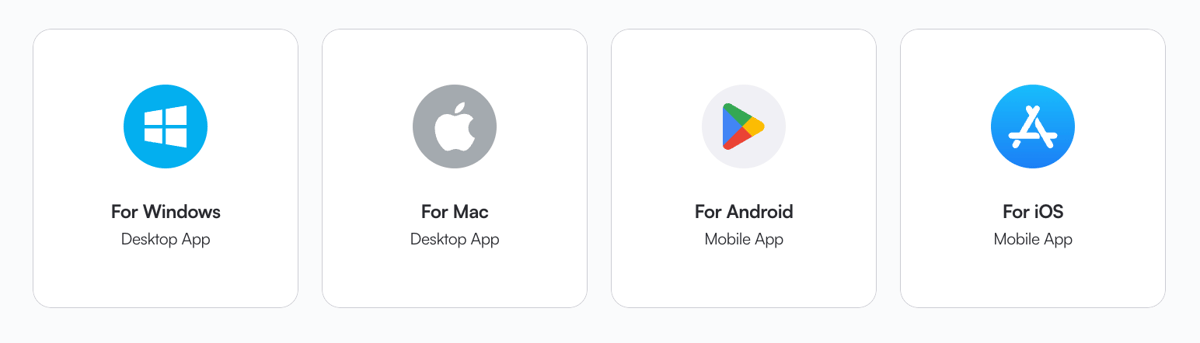 Desktop App & Mobile App Icons for Downloading on Windows, Mac, Android, iOS
