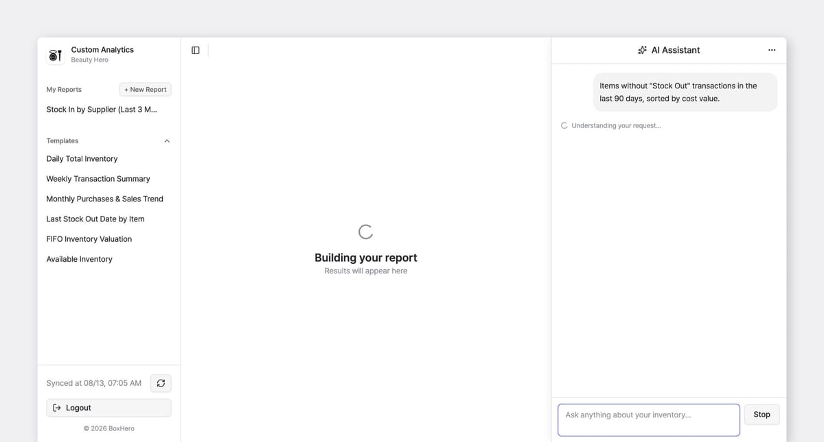 Custom Analytics: AI Assistant understanding user request to build a report