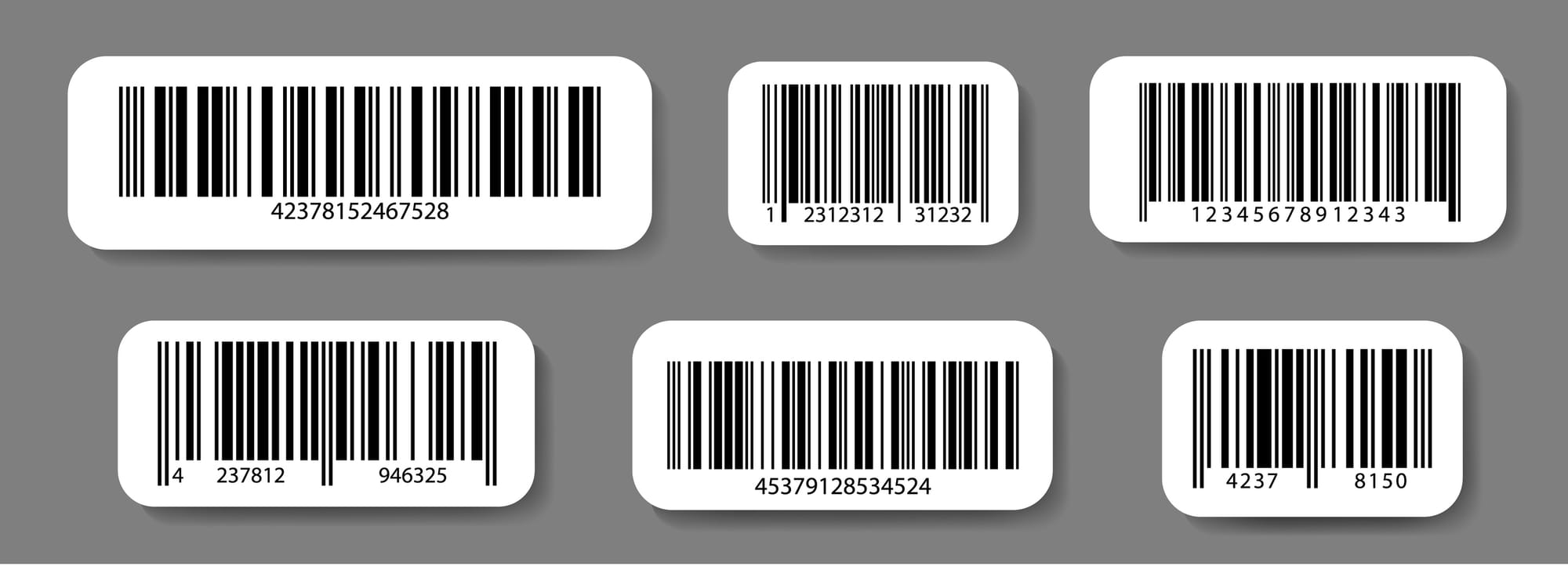 Set of EAN code stickers, linear barcode collection of labels.