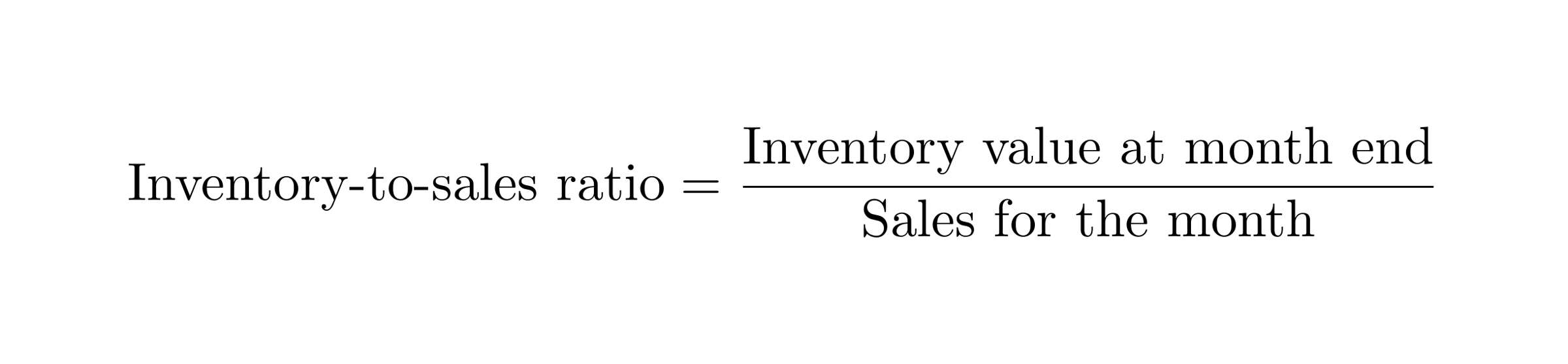 Inventory to Sales Ratio formula in Computer Modern standard LaTeX typeface
